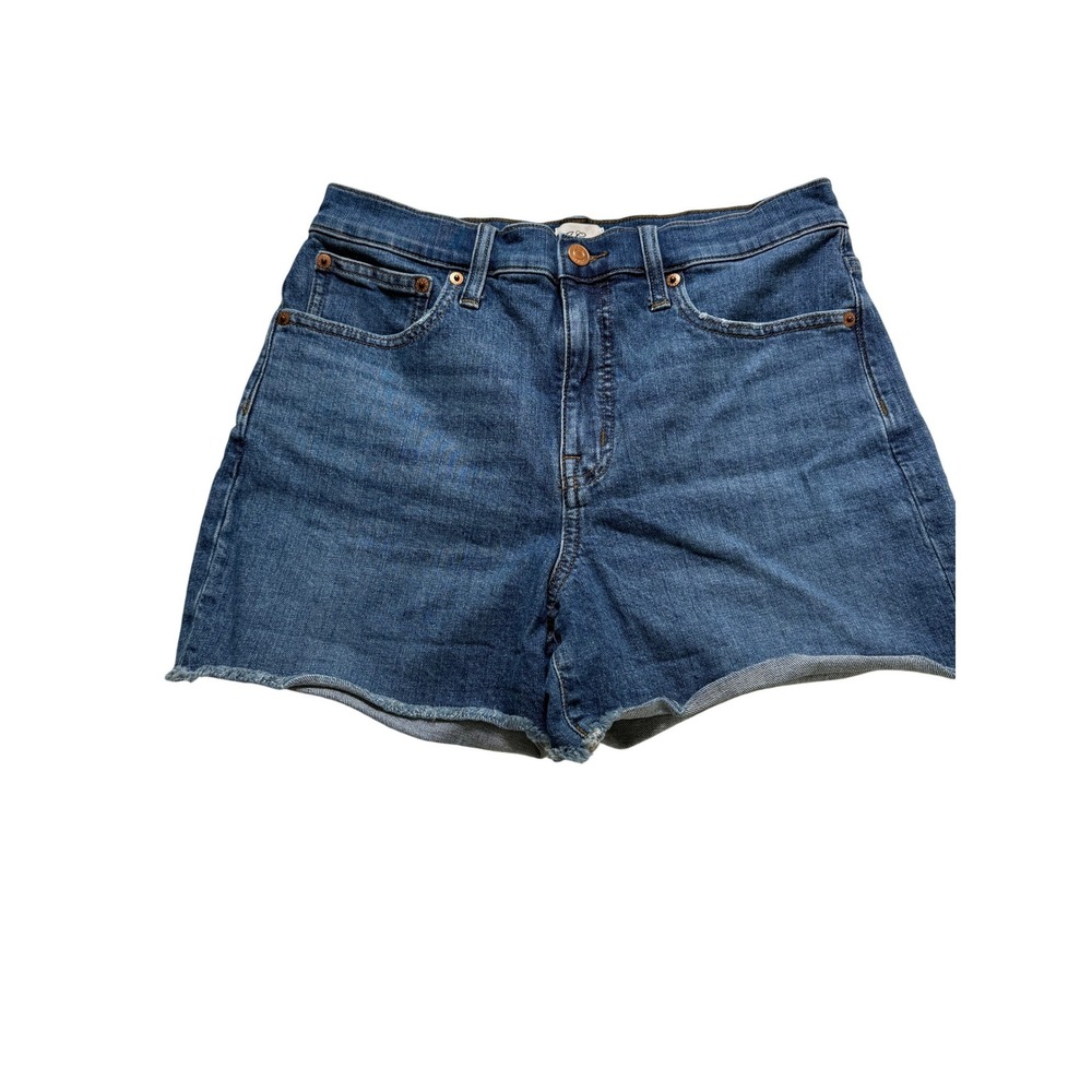 J.Crew High-Rise Denim Shorts Women 26 Blue Medium Wash Raw Hem Cutoff